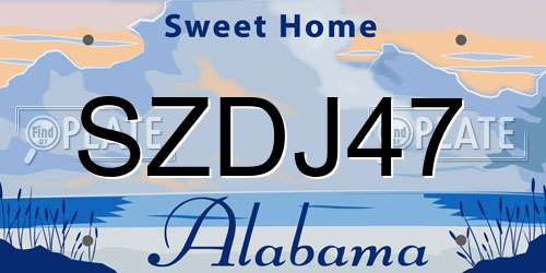 SZDJ47 Alabama License Plate