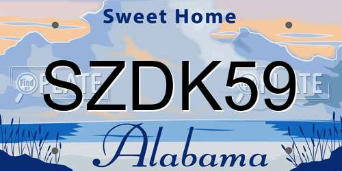 SZDK59 Alabama License Plate