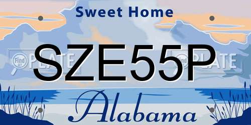SZE55P Alabama License Plate