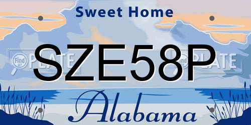 SZE58P Alabama License Plate