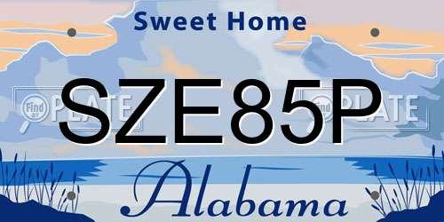 SZE85P Alabama License Plate