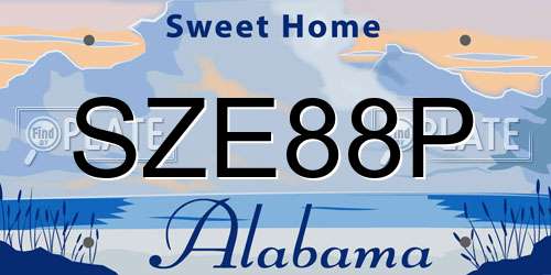 SZE88P Alabama License Plate