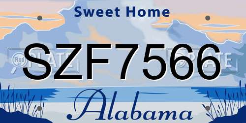 SZF7566 Alabama License Plate