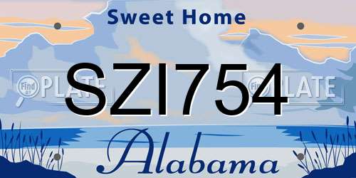 SZI754 Alabama License Plate