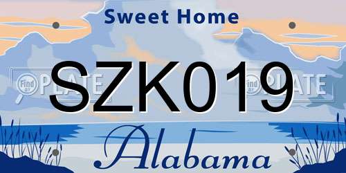 SZK019 Alabama License Plate