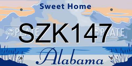 SZK147 Alabama License Plate