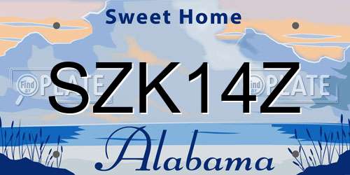 SZK14Z Alabama License Plate