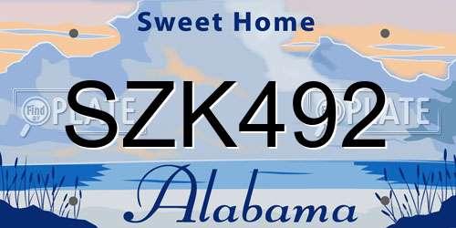 SZK492 Alabama License Plate