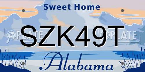 SZK49T Alabama License Plate