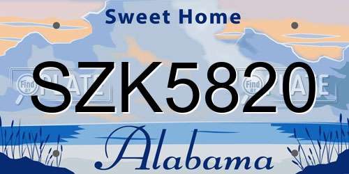 SZK5820 Alabama License Plate