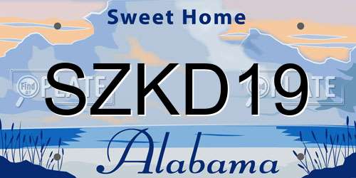 SZKD19 Alabama License Plate