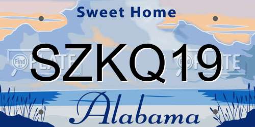 SZKQ19 Alabama License Plate