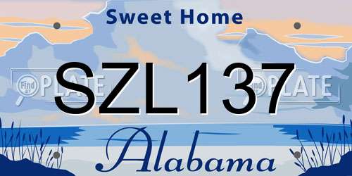 SZL137 Alabama License Plate