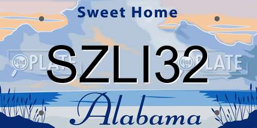 SZLI32 Alabama License Plate