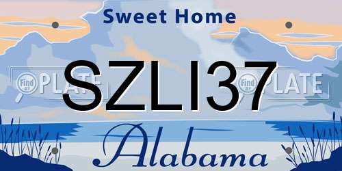 SZLI37 Alabama License Plate