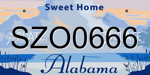 SZO0666 Alabama License Plate