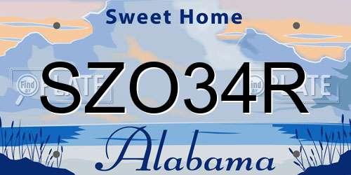 SZO34R Alabama License Plate