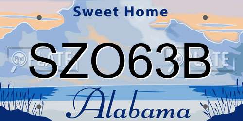 SZO63B Alabama License Plate