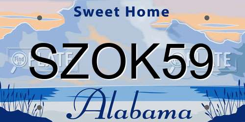 SZOK59 Alabama License Plate