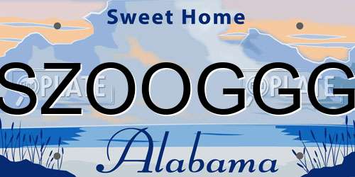 SZOOGGG Alabama License Plate
