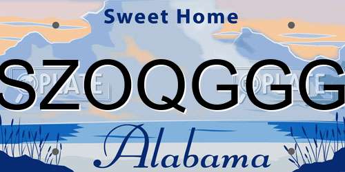 SZOQGGG Alabama License Plate