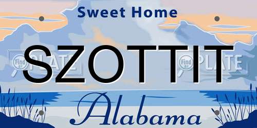 SZOTTIT Alabama License Plate