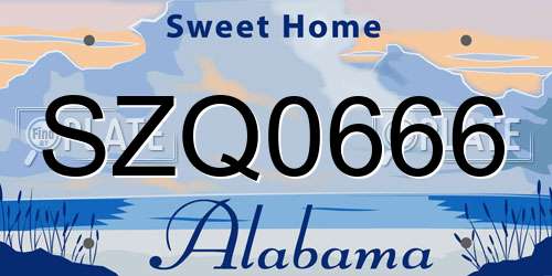 SZQ0666 Alabama License Plate