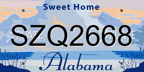 SZQ2668 Alabama License Plate