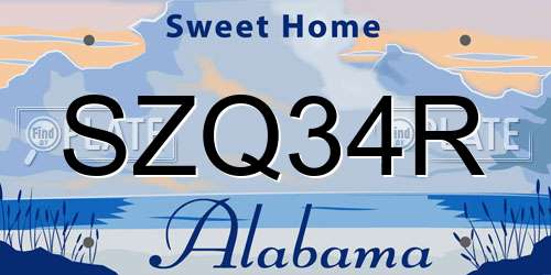 SZQ34R Alabama License Plate