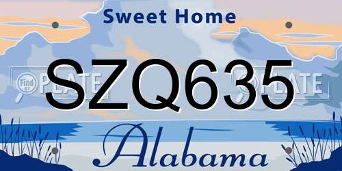 SZQ635 Alabama License Plate