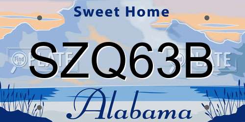 SZQ63B Alabama License Plate