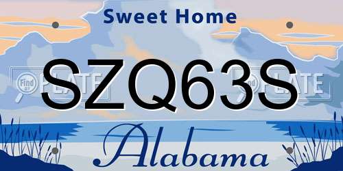 SZQ63S Alabama License Plate
