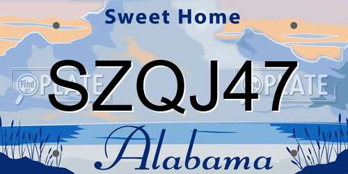 SZQJ47 Alabama License Plate