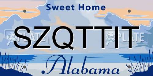 SZQTTIT Alabama License Plate