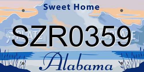 SZR0359 Alabama License Plate