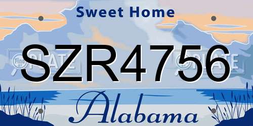 SZR4756 Alabama License Plate