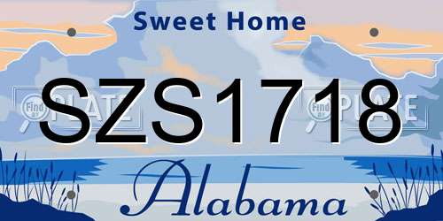 SZS1718 Alabama License Plate