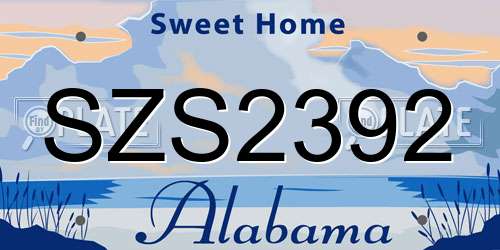 SZS2392 Alabama License Plate