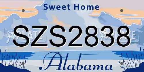 SZS2838 Alabama License Plate