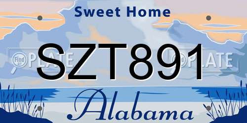 SZT891 Alabama License Plate