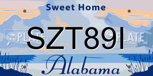 SZT89I Alabama License Plate