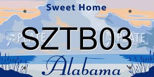 SZTB03 Alabama License Plate