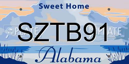 SZTB91 Alabama License Plate