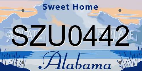 SZU0442 Alabama License Plate