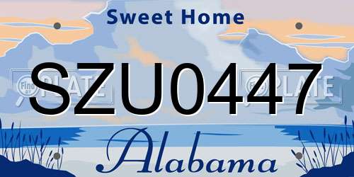 SZU0447 Alabama License Plate