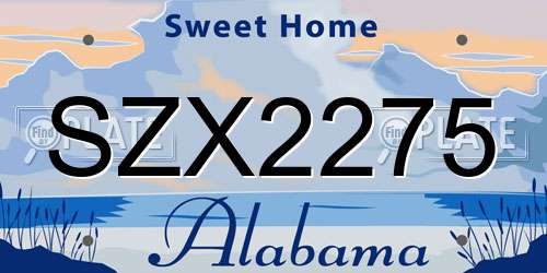 SZX2275 Alabama License Plate