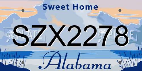 SZX2278 Alabama License Plate