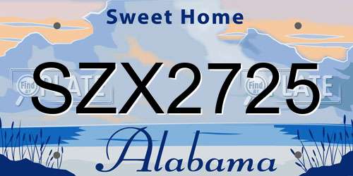 SZX2725 Alabama License Plate
