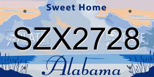 SZX2728 Alabama License Plate