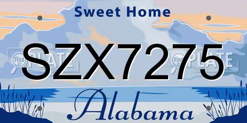 SZX7275 Alabama License Plate